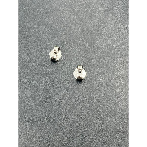 LM Signed 14k White Gold 4 Prong 5mm Round Stud Solitaire CZ Earrings - Picture 7 of 14